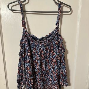 Cold Shoulder Red White & Blue Blouse